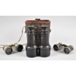 Two Pairs of Opera Glasses and a Pair of Vintage Leather Cased French Binoculars