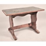 A Rectangular Refectory Style Coffee Table, The Top Inset with Welsh Slates, 75cm wide