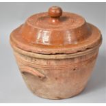 A Terracotta Lidded Stein, Rim AF, 32cm Diameter