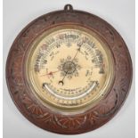 A Late Victorian/Edwardian Style Mahogany Circular Wall Hanging Aneroid Barometer, Cracked Glass,