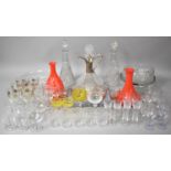 A Collection of Various Moulded and Cut Glassware to comprise Bowls, Decanters, Various Glasses,