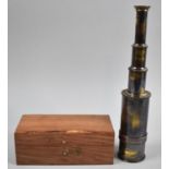 A Reproduction Cased Brass Three Drawer Telescope as Made by Dollond of London