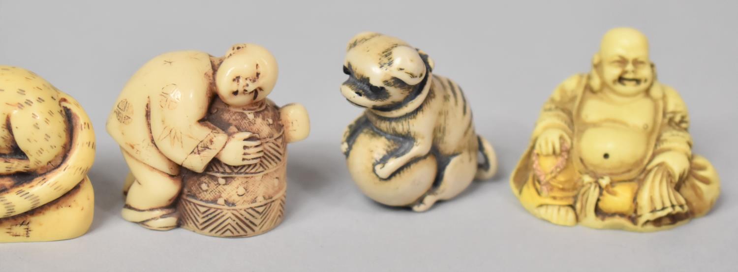 A Collection of Resin Netsuke Type Figures to Include Buddha, Dog, Pig etc (One with Condition - Image 2 of 2