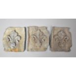 A Set of Three Cast Lead Fleur De Lys, Each Approx 14cm x 13cm