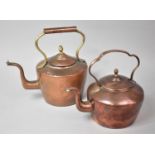 Two Vintage Copper Kettles, The Largest 33cm high