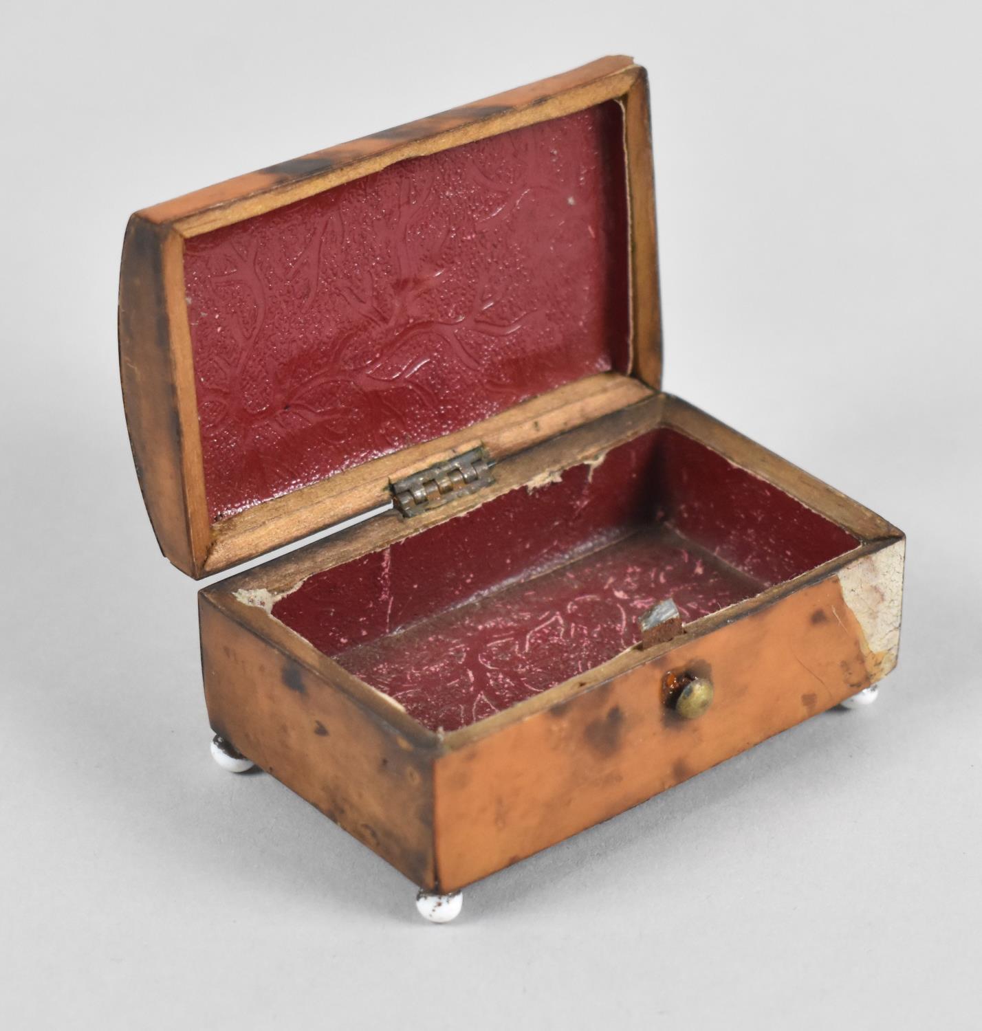 A Miniature Tortoiseshell Covered Dome Topped Box, Front Veneer AF, 6.5cms Long - Image 2 of 2