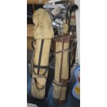 Two Set of Vintage Golf Clubs in Canvas Bags