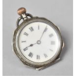 A Swiss Silver Ladies Fob Watch, the Back Plate Having Enamelled Decoration and Centre Octagonal