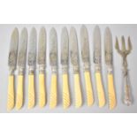 A Collection of Various Silver Mounted Etched Bladed Fruit Knives (Condition Issues) Together with a