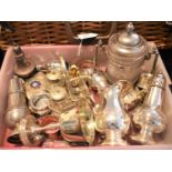 A Collection of Various Items of Silver Plate to Include Sugar Sifter, Cream Jug, Cruet Sets, Napkin