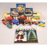 A Collection of Matchbox and Days Gone Diecast Vehicles and Shudehill Stained Glass Santa Plaque