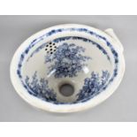 A Late 19th Century Blue and White Transfer Printed Pottery Toilet Bowl, 40cm wide
