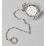A Silver Swiss Fob Watch and Chain, Both Stamped 900, Movement Requires Attention