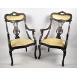 A Pair of Late Victorian/Edwardian Ebonised Ladies Saloon Side Chairs