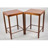 A Pair of Mid 20th Century Danish Square Topped Occasional Tables, each 50cm high