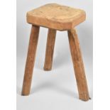 A Vintage Rustic Rectangular Topped Three Legged Stool, 42cm high