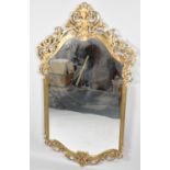 A Large Gilt Metal Framed and Ornate Pier Mirror, 73x122cm Overall