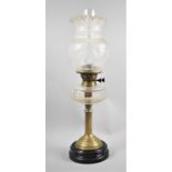 A Late 19th Century Brass and Glass Oil Lamp with Duplex Controls and Moulded Shade, 50cms High,