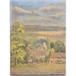 A Mounted but Unframed Oil on Canvas Depicting Rural English Village Signed AM Mossman, 30x23cm