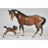 A Beswick Brown Horse and Foal