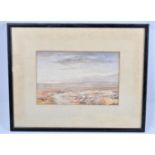 A Framed Watercolour, Moorland Landscape, 26x17cm