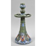 A Dutch Candia Candlestick by Gouda, Tray Top Has Been Glued, 30cm high