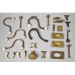 A Collection of Various Vintage Brass and Ceramic Coat Hooks, Door Knobs, Door Catches etc to