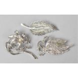 Two Silver Marcasite Brooches and Silver Filigree Example