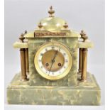A Late 19th/Early 20th century French Green Onyx Mantel Clock of Architectural Form with Gilt