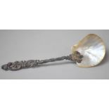 A Continental Silver Plated Handled Spoon with Mother of Pearl Bowl, 20.5cms Long