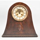 A Large Oak Cased Dome Top Mantle Clock with Eight Day Movement, 36cm high