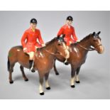 Two Beswick Huntsman on Horses, Model No.1501 Style 2 (Standing) One with Ear AF and the Other