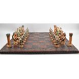 A Large Chess Board Together with Classical Warrior Pieces, 60cm Square