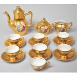 A Czechoslovakian Bernadotte Gilt Decorated Coffee Set with Central Classical Cartouche to