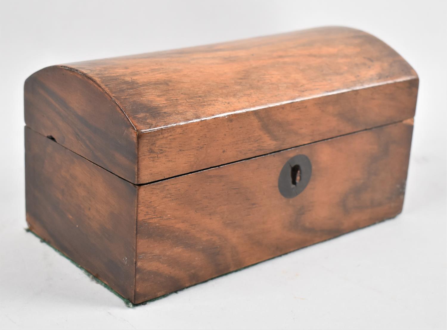 A 19th Century Rosewood Dome Topped Two Division Tea Caddy, Missing One Inner Lid, 19.5cms Wide