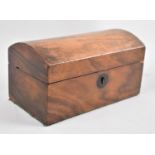 A 19th Century Rosewood Dome Topped Two Division Tea Caddy, Missing One Inner Lid, 19.5cms Wide