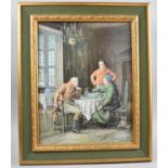 A Wall Hanging Shelved Cabinet Disguised as a Framed Print, with Key, 48cm x 58cm high