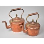 Two Vintage Copper Kettles, both with Acorn Finials, Larger 30cm high