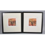 A Pair of Framed Limited Edition Prints Depicting Continental Landscape, each 19x18cm