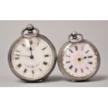 Two Silver Fob Watches with Swiss Movements, Both Stamped 935