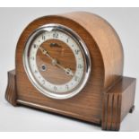 A Mid 20th Century Bentima Oak Mantle Clock with Eight Day Movement, 29cm wide