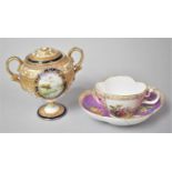 A Meissen Cabinet Cup and Saucer (Condition Issues) Together with a Noritake Lidded Two Handled