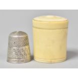 A Small Silver Thimble in Unrelated Cylindrical Box