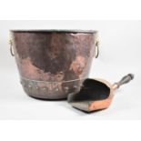 A Late Victorian/Edwardian Copper Coal Bucket with Brass Lion Mask and Ring Carrying Handles and a