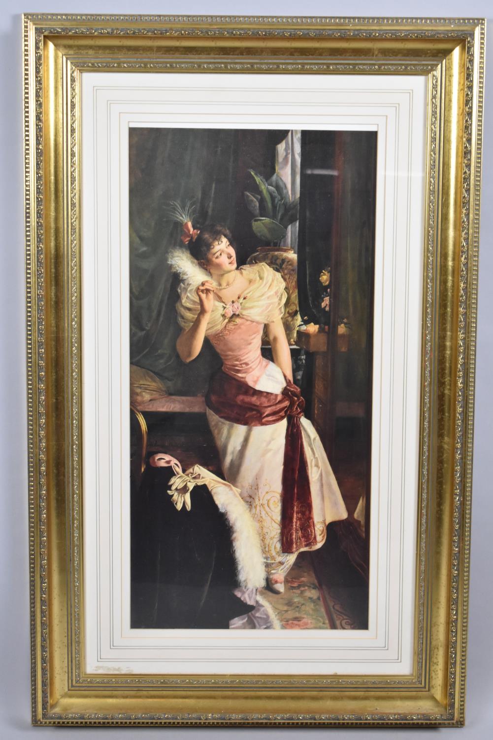 A Framed Edwardian Print, Dressed for the Ball, 35x73cm