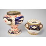 Two Imari Decorated Ceramic Rose Bowls, the Tallest 21cm high