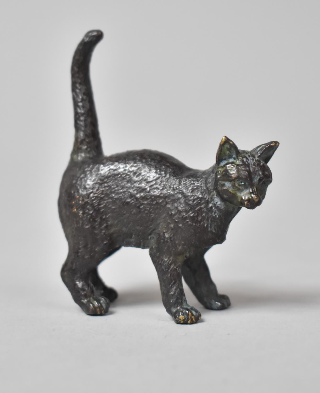 A Small Bronze Study of a Cat, 5.5cms Long