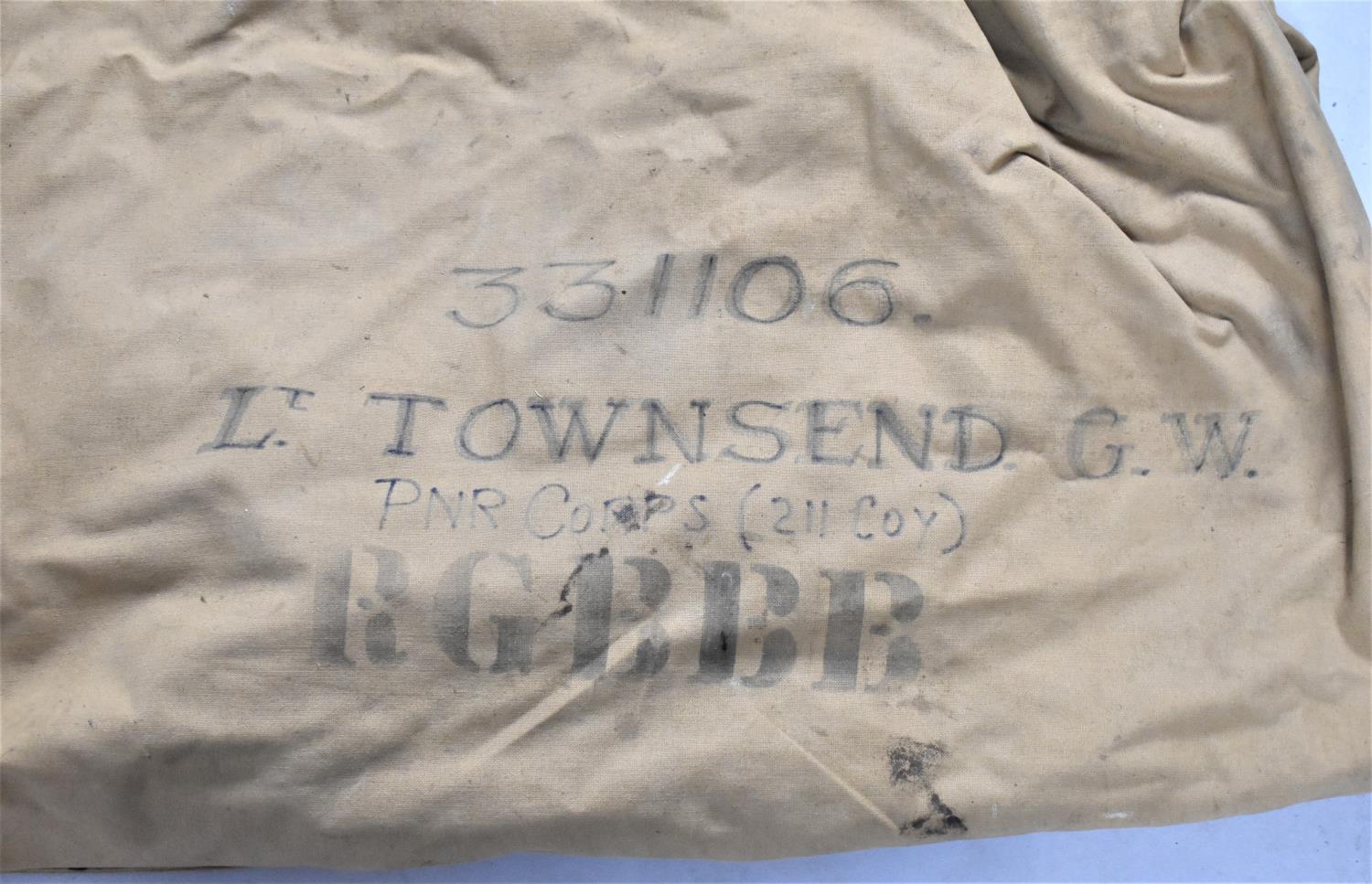 A Military Canvas Bag Containing Folding Bed, In the Ownership of Lt Townsend, PNR Corps with - Bild 2 aus 4