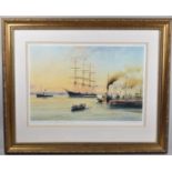 A Large Framed Robert Taylor Limited Edition Signed Print, The Barge Glenogil off the Liverpool