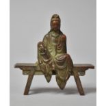 A Bronze Study of Seated Guanyin on Bench, 7cm high